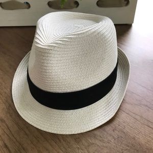 White Fedora Hat with Black Ribbon- NWT